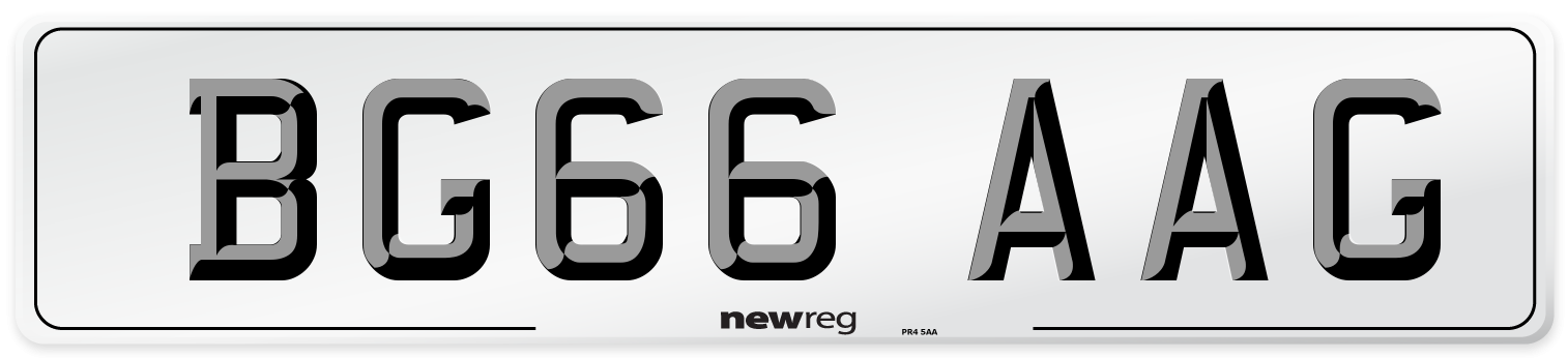 BG66 AAG Number Plate from New Reg